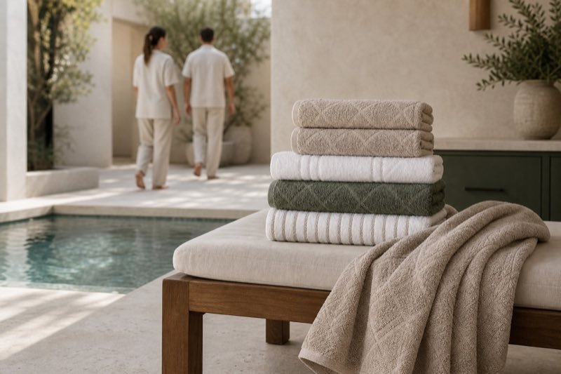 Premium spa towels in a calm hospitality setting